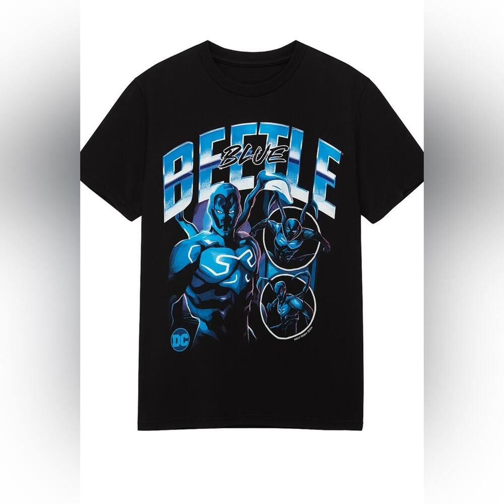 DC Comics Blue Beetle Black Short Sleeve Graphic T-Shirt Medium NWT